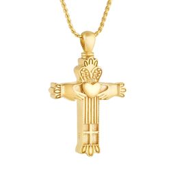 Claddagh Cross 14KT Gold Cremation Jewelry Urn