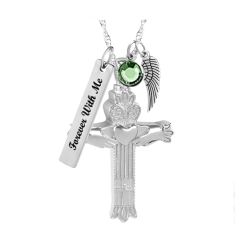 Claddagh Silver Cremation Jewelry Urn - Love Charms Option
