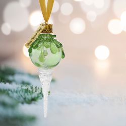 Green Snowball Icicle Ornament Keepsake - Love Charms® Option
