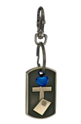 Christian Dog Tag Blue Heart Key Chain Urn