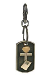 Christian Dog Tag Gold Heart Key Chain Urn