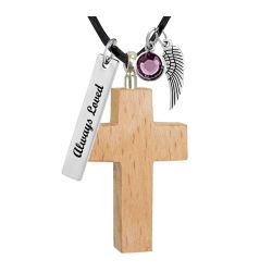 Cross Cherry Cremation Necklace Urn - Love Charms Option
