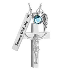 Crucifix Silver Ash Pendant Urn - Love Charms Option