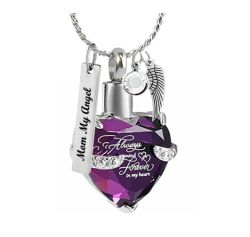 Purple Always & Forever Heart Stainless Ash Urn - Love Charms Option