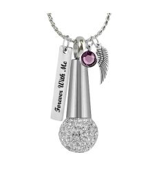 Microphone Crystal Pendant Urn - Love Charms Option