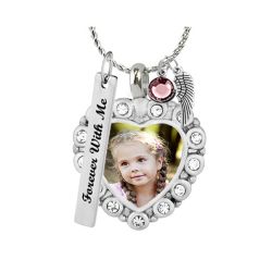 Color Photo Crystal Heart Urn Pendant - Love Charms Option