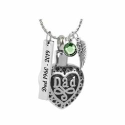 Dad Heart Cremation Jewelry Urn - Love Charms Option