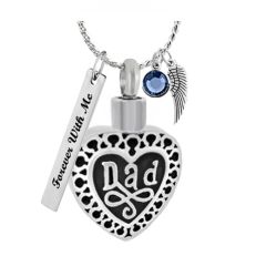 Dad Heart Cremation Jewelry Urn - Love Charms Option