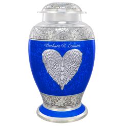 Skip to the end of the images gallery
Skip to the beginning of the images gallery
Blue Heart Angel Wings Cashmere Adult Urn - Pro Diamond Engraving