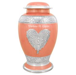 Pink Heart Angel Wings Cashmere Adult Urn - Pro Diamond Engraving