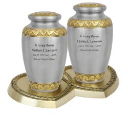 Leaves Of Peace Brass Companion Urns Heart Base