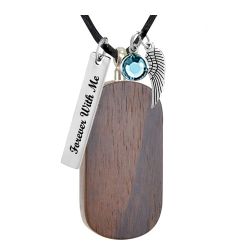 Dogtag Walnut Cremation Necklace Urn- Love Charms Option