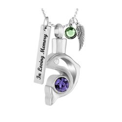 Dolphin Purple Crystal Ash Jewelry Urn - Love Charms Option