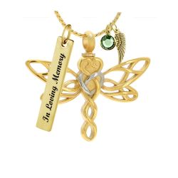 Dragonfly Heart Gold Ash Jewelry Urn - Love Charms™ Option