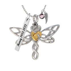 Dragonfly Heart Ash Jewelry Urn - Love Charms™ Option