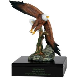 Eagle in Flight Art & Wood Cremation Urn