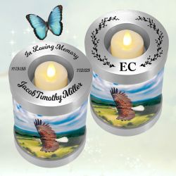 Eagle In Flight Candle Cremation Urn - Engraving Available - LED Candle Included