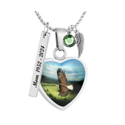Eagle In Flight Heart Jewelry Urn - Love Charms® Option