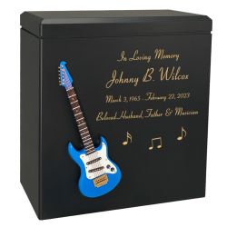 Blue Electric Guitar Wood Cremation Urn