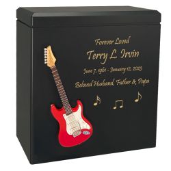Red Electric Guitar Wood Urn