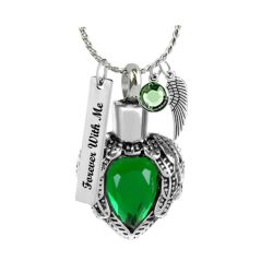 Emerald Crystal Heart Pendant Urn - Love Charms Option 