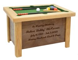 Pool Table & Billiards Oversized Adult Cremation Urn - Hand Made USA Gaming Table Urn