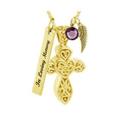 Faith Celtic Cross Gold Creamtion Jewelry Urn