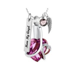 Elegant Pink Heart Ash Jewelry Urn - Love Charms Option