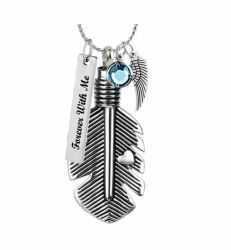 Feather Heart Stainless Pendant Urn - Love Charms Option  