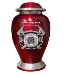 Fire Fighter Red & Pewter Urn