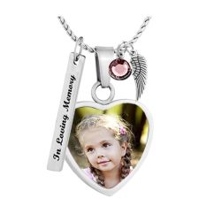 Color Photo Swing Heart Urn Pendant - Love Charms Option