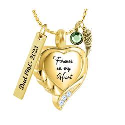 Forever Blue Blush Heart Gold Cremation Jewelry Urn - Love Charms® Option