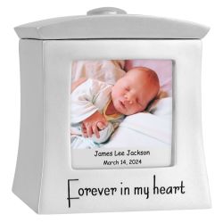 Baby Photo Forever In My Heart Keepsake Urn - Professional Engraving Option