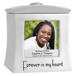 Mom or Dad Photo Forever In My Heart Keepsake Urn - Professional Engraving Option