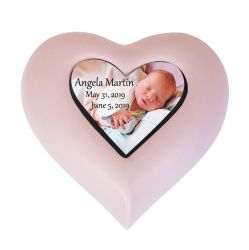 Forever Baby Pink Heart Urn - Photo Option