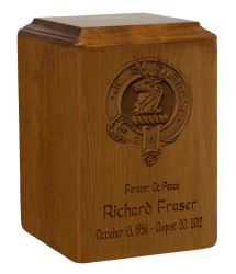 Fraser Family Badge Wood Urn For Ashes 
