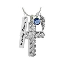 Palm Cross Cremation Jewelry Urn - Love Charms Option