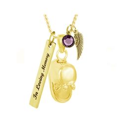 Gold Baby Bootie Ash Pendant Urn - Love Charms Option