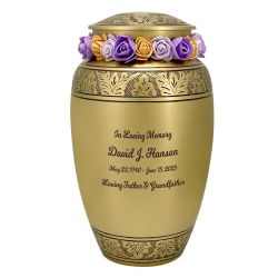 Gold Winged Adult Cremation Urn - Tribute Wreath™ - Pro Diamond Engraving