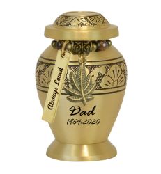 Marijuana Leaf Brass Keepsake Urn - Love Charms® Option