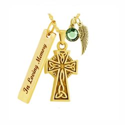 Gold Celtic Cross Jewelry Urn - Love Charms™ Option 
