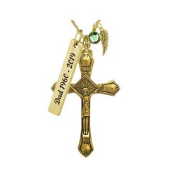 Crucifix Gold Cremation Urn - Love Charms™ Option