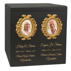 Gold Photo Frame Companion Wood Urn Parents Photo Double Cremation Urn