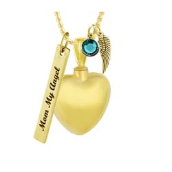 Gold Heart Ash Jewelry Urn - Love Charms Option
