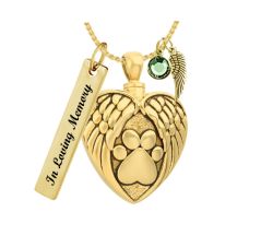 Paws Heart Gold Jewelry Ash Urn - Love Charms™ Option