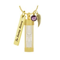 Hourglass Gold Necklace Ash Urn - Love Charms Option