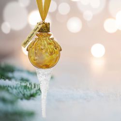 White Snowball Icicle Ornament Keepsake - Love Charms® Option