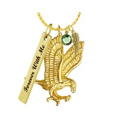Golden Eagle Cremation Jewelry Urn - Love Charms™ Option