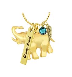 Golden Happy Elephant Pendant Ash Urn - Love Charms Option