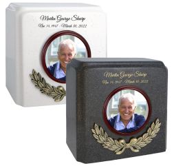 Photo Wreath Pewter Adult Cremation Urn